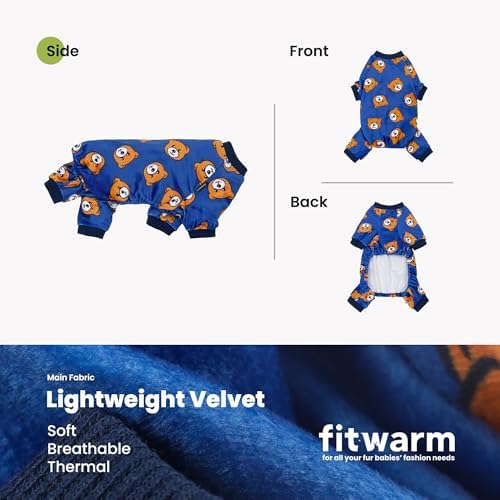 Fitwarm Cute Bear Dog Pajamas, Dog Clothes for Small Dogs Boy Girl, Fleece Pet Onesie with Feet, Royal Blue, Brown, XL - Image 3