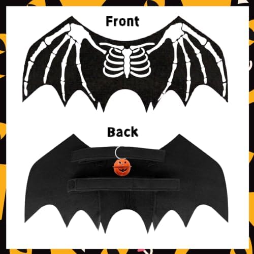 Large Dog Halloween Costumes, Adjustable Pet Dog Bat Wings Costume with Pumpkin Bell & Leash for Large Dogs Halloween Cosplay Party Dress Up（L） - Image 3