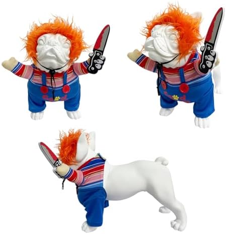 Legendary Killer Doll Pet Halloween Costume, Wig and Toy Knife - Small to Medium-Large Breed Funny Clothes Outfit Apparel (Small) - Image 2