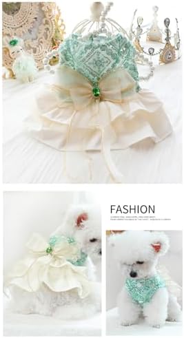 Fashion Sweet Puppy Dog Blingbling Princess Skirt Pet Dog Lace Cake Camisole Tutu Dress D-Green L - Image 4