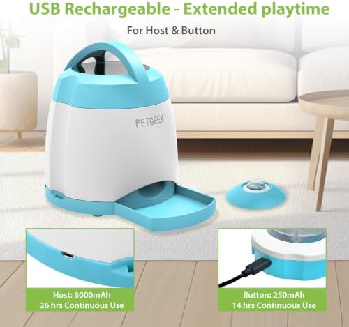 PETGEEK Dog Treat Dispenser Toy, USB-Charged Interactive Toy for IQ Play