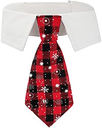ADOGGYGO Christmas Dog Necktie Pet Tuxedo Christmas Dog Neck Tie Collar with Red Plaid Tie for Small Medium Large Dogs Pets (Large, Red & Black) by ADOGGYGO