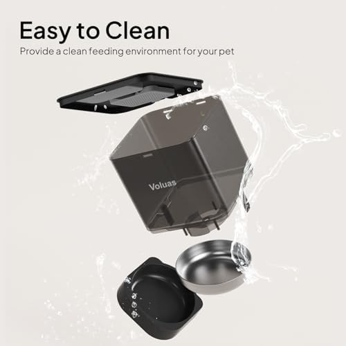 VOLUAS Automatic Cat Feeder, 6L Timed Dry Food Dispenser for Cats & Dogs