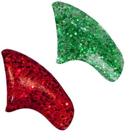Glitter Christmas Combo Soft Nail Caps Cats Claws 40pk (20 Green Glitter - 20 Red Glitter) Small Size