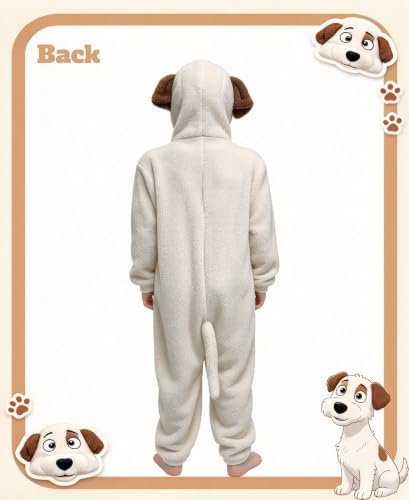 Kids Jack Russell Terrier Dog Costume Dog Onesie Pajamas Zipper Halloween Cosplay Costume for Boys Girls - Image 2