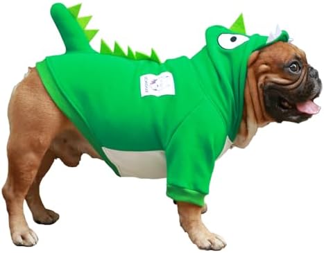 iChoue French Bulldog Halloween Dinosaur Costume Clothes Hoodies Dino, M - Image 3