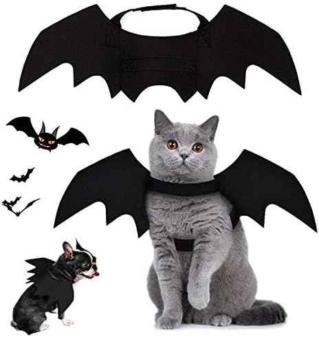 Pet Costumes Bat Wings for Puppy and Cat Halloween Dog Costumes Party Cosplay Decoration Apparel for Cat Small Dogs (Black for Cat and Puppy Bat Wings) (Black, Small) by TOLOG