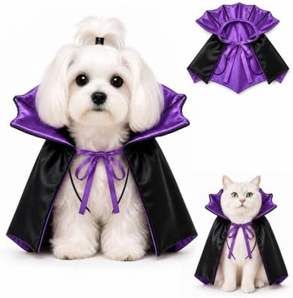 Dog Halloween Costumes for Small Medium Dogs Cats Upgraded, Funny Small Dog Devil Costumes for Trick-or-Treating, Cosplay, Parties, Photo Shoots Adjustable 10-20 Inches(Purple) by Unknown