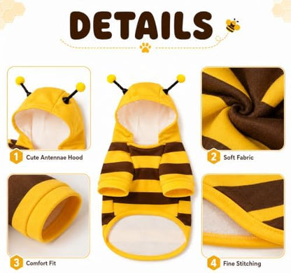 Dog Bee Costume Outfit Bumblebee Hoodie for Small Medium Pet Cat Puppy L - Image 2