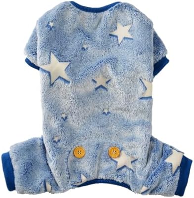 Plush Dog Pajamas Glow in The Dark Dog Jumpsuit 4 Legged Onesie for Small Medium Dog Cat, Blue Star L by Maigllra