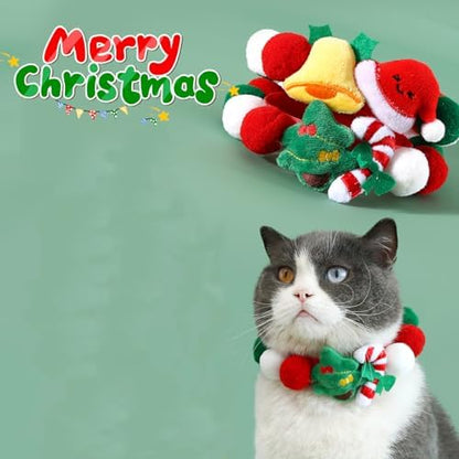 Elegant little tail Cat Christmas Costume 1PC Red Christmas Collar Soft Funny Pet Collars Headgear Adjustable Pom-Pom Headdress Cute Collar for X-Small Cat Pet Party Accessories Costume - Image 4