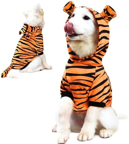 NACOCO Halloween Dog Tiger Costume-Pet Cosplay Clothes Cat Coat Hoodie Outfits Warm Winter Apparel for Dog Small and Medium Cat(Orange, 4XL) by HOME