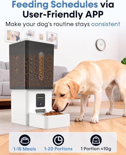 12L Automatic Dog Feeder with Camera for Large Dogs, WiFi App Control, 2-Way Audio