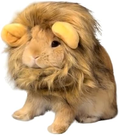 Lion Mane Wig for Rabbit Cat Halloween Costume Adjustable Pet Hat Lion Hair Cap Headwear Rabbit Clothing Accessories Cosplay Outfit Photo Shoot for Bunny Kitten Puppy Dog (Brown, Medium) by SEZDEKI