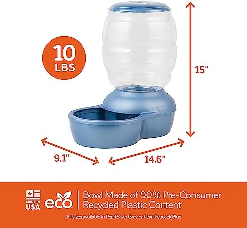 Petmate Replendish Automatic Cat and Dog Feeder, Pearl Peacock Blue, 10lb