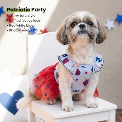 Fitwarm 4th of July Ice Pop Dog Dress, Patriotic Clothes for Small Dogs Girl, Festive Pet Outfit, Blue, Red, XXS - Image 7