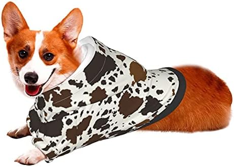 Fashion Pet Dog Cat Hoodies,Cow Skin Brown Pet Clothes Puppy Winter Sweatshirt Warm Sweater Coat Jacket M - Image 2