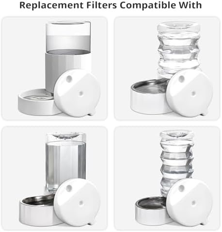 8Pcs Gravity Pet Water Fountain Filters, Automatic Pet Waterer Replacement Filters for 3.6L/4.6L/6L/8L Dog Water Dispenser(8 Filters with 1Brush)