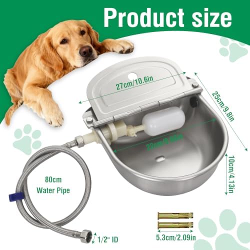 Stainless Steel Automatic Livestock Waterer with Float Valve & Water Hose