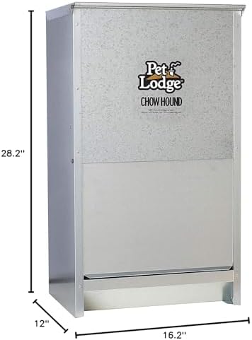 Little Giant Pet Lodge 50 Pound Capacity Indoor and Outdoor Dry Food Automatic Heavy Gauge Steel Chow Hound Dog Feeder (2 Pack)