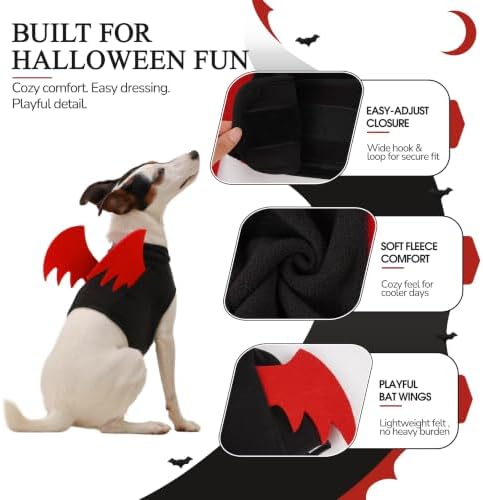 PUMYPOREITY Dog Halloween Costume with Bat Wings, Fleece Pet Outfit - Image 3