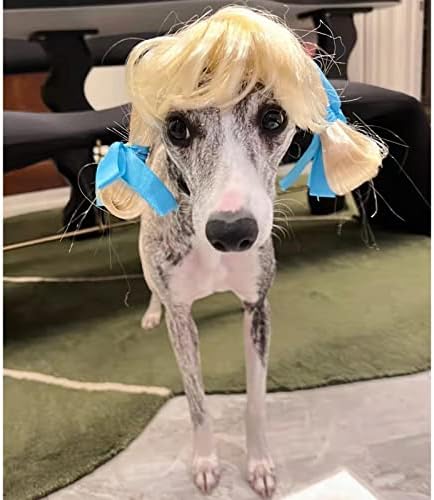 Funny Dog Cat Cosplay Wig, Pet Wigs for Halloween, Christmas, Parties, Festivals, Dog Wigs for Small Medium and Large Dogs(Golden Braid) - Image 3