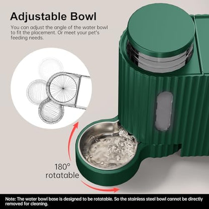 Gravity Automatic Cat Feeder, Water & Food Dispenser Set, Stainless Bowls