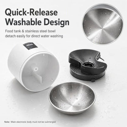 Wall Mounted Smart Automatic Pet Feeder, Stainless Steel Bowl