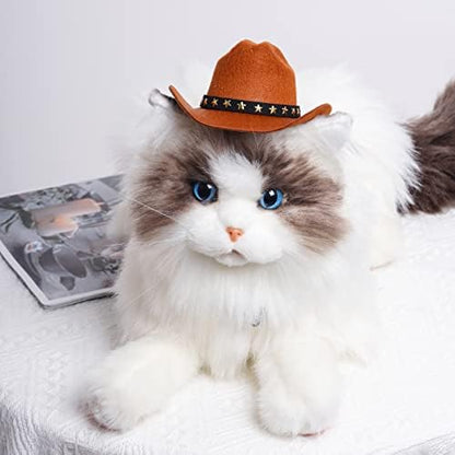 choyaxo Pet Cowboy Costume Cosplay Cap Halloween Costumes for Dogs Cat Pet Party Decoration Mini Cowboy Hat (Brown, Small) - Image 5