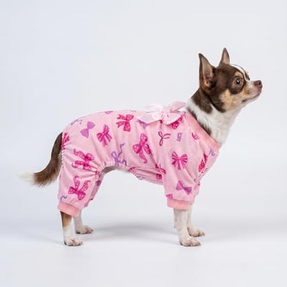 Fitwarm Bowknot Dog Flecce Pajamas, Cozy Valentines Day Outfit for Small Dogs Girl, Cute Pet Clothes, Pink, Red, Purple, XXL - Image 5