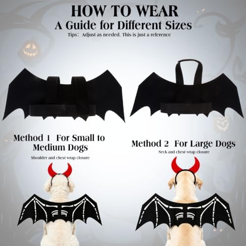 EXPAWLORER 2PCS Halloween Dog Costumes - Funny Bat Wings & Headband - Image 4