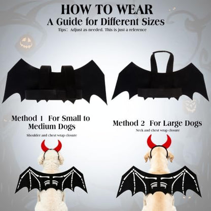 EXPAWLORER 2PCS Halloween Dog Costumes - Funny Bat Wings & Headband - Image 4