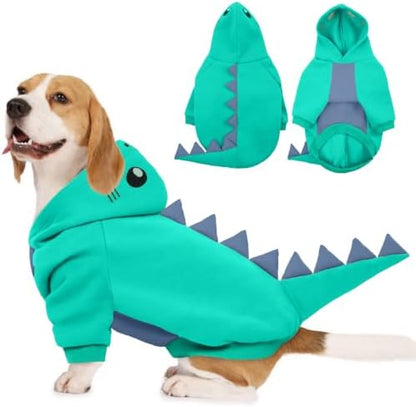 Lelepet Dog Dinosaur Costume Dog Halloween Costume Funny Warm Fleece Hoodie by LeLePet