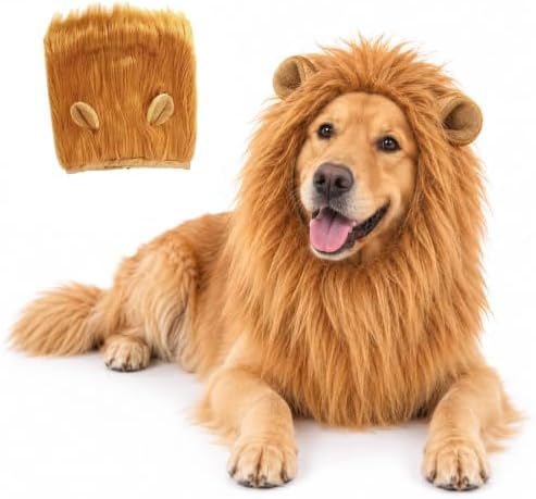 Dog Lion Mane Costume Pet Realistic Wig Halloween Dogs Costume Accessory by Unknown