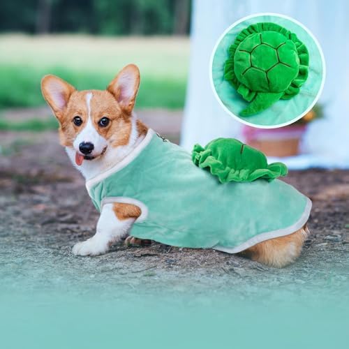 NACOCO Halloween Dog Turtle Costume - Pet Christmas Cosplay Clothes Puppy Funny Winter Warm with D-Ring Soft Coat Outfit Apparel Vest for Small Medium Large Dogs (Green, M) - Image 3