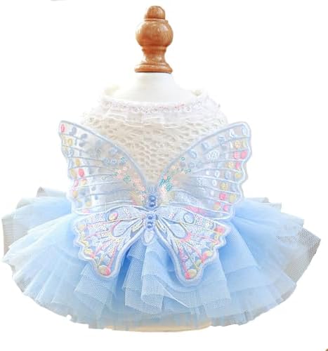 Fashion Sweet Puppy Dog Blingbling Princess Skirt Pet Dog Lace Cake Camisole Tutu Dress B-Light Blue XL by MaruPetyourkidsfriends