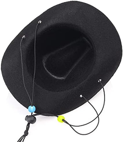 Yewong Pet Cowboy Costume Accessories Dog Cat Pet Size Cowboy Hat and Bandana Scarf West Cowboy Accessories for Puppy Kitten Party Festival and Daily Wearing Set of 2 (Black) - Image 5