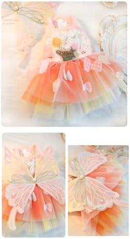 Dog Princess Dresses for Small Dogs Lolita Clothes Butterfly Costume Pet Girl Cute Coat Outfits Summer Costumes Puppy Handmade Skirt Cat Spring (S,Butterfly) - Image 6