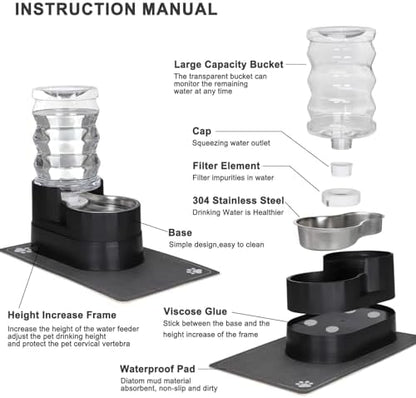 RIZZARI 7L Elevated Dog Water Dispenser :Comfortable Feeding Height