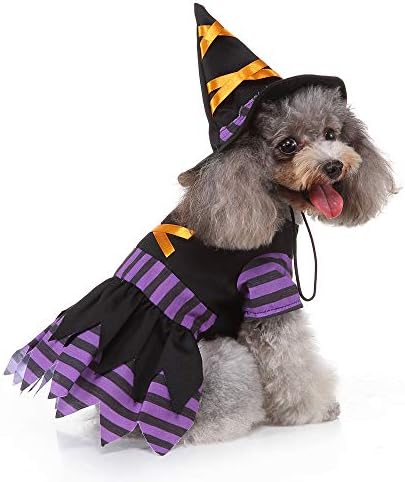 Yoption Dog Cat Witch Dress Costumes with Magic Hat, Small - Image 3