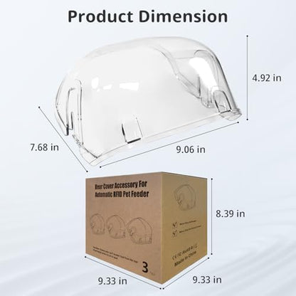 Rear Cover for Automatic Microchip Cat Pet Feeder - Prevents Persistent Pet from Getting Food from The Back of The Feeder (3 Pack)