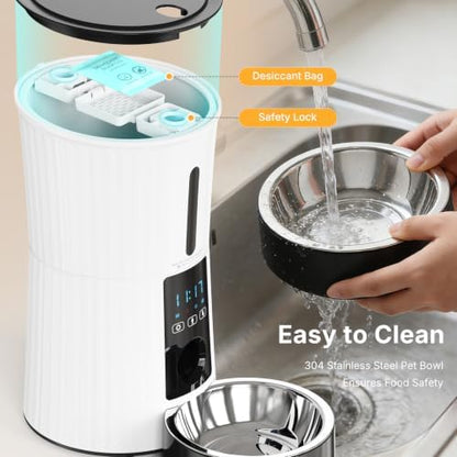 NEWBULIG Automatic Cat Feeder 2.4G WiFi Timed 4L Small Dog Food Dispenser