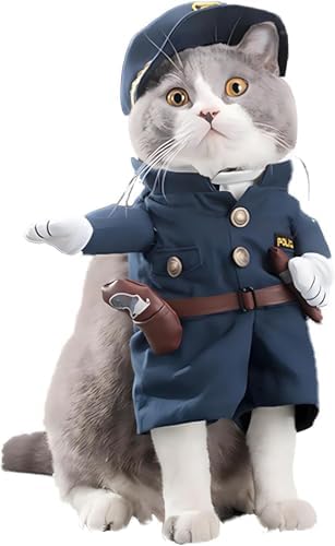 NACOCO Halloween Pet Policeman Costume - Dog and Cat Funny Clothes Outfit Apparel for Small Medium and Large Dogs(Navy Blue, L by HOME