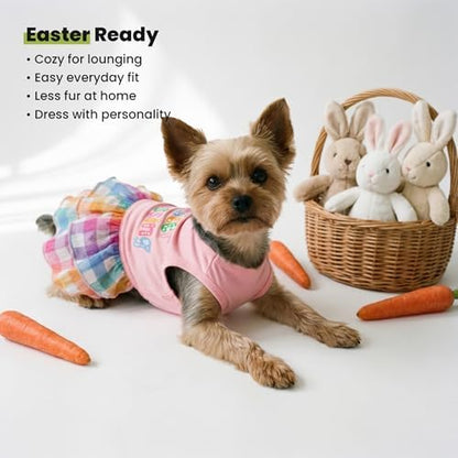 Fitwarm Easter Blessing Dog Dress, Easter Outfit for Small Dogs Girl, Colorful Pet Clothes, Pink, Blue, Orange, White, Medium - Image 7