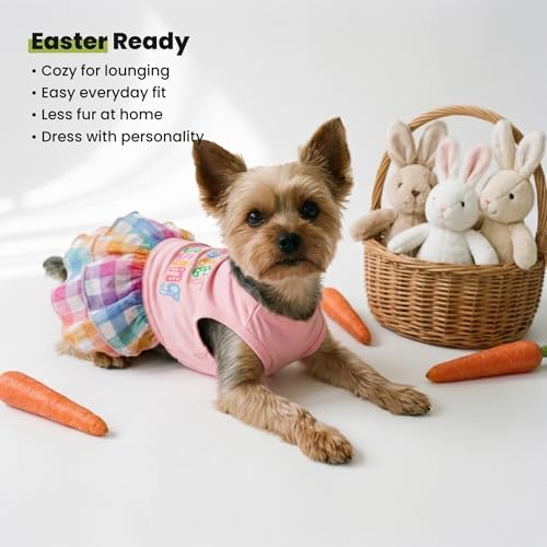 Fitwarm Easter Blessing Dog Dress, Easter Outfit for Small Dogs Girl, Colorful Pet Clothes, Pink, Blue, Orange, White, Large - Image 7