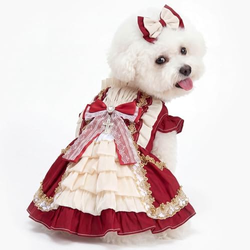 Dog Dress for Small Dogs, Vintage Dog Princess Dress with Layered Ruffle Skirt, Photo Party Outfit for Birthday, Wedding, Party, Photoshoot (XXL) by Unknown