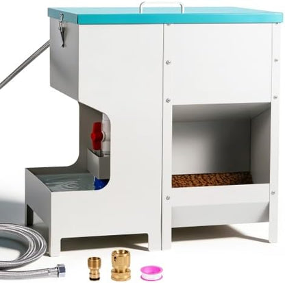 Automatic Dog Food and Water Dispenser for Large Dogs, Metal, 2-in-1 Set