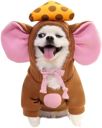 Pet Clothing Dog Transformation Shaped Hoodie (Brown Mouse,S) by maruomiki