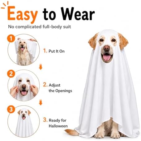 Halloween Ghost Dog Costume Glow Eyes Breathable Outfit for Large Dogs - Image 5