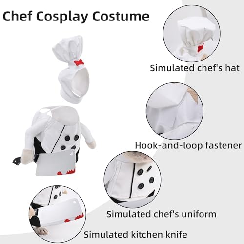 Dog Chef Costume - Halloween Scary Dog Costume with Knife and Hat, Pet Murderer Costumes Killer Cosplay Outfit with Arms, Trimmable Hook & Loop Fastener for Fitting Small Medium Large Dogs - Image 3